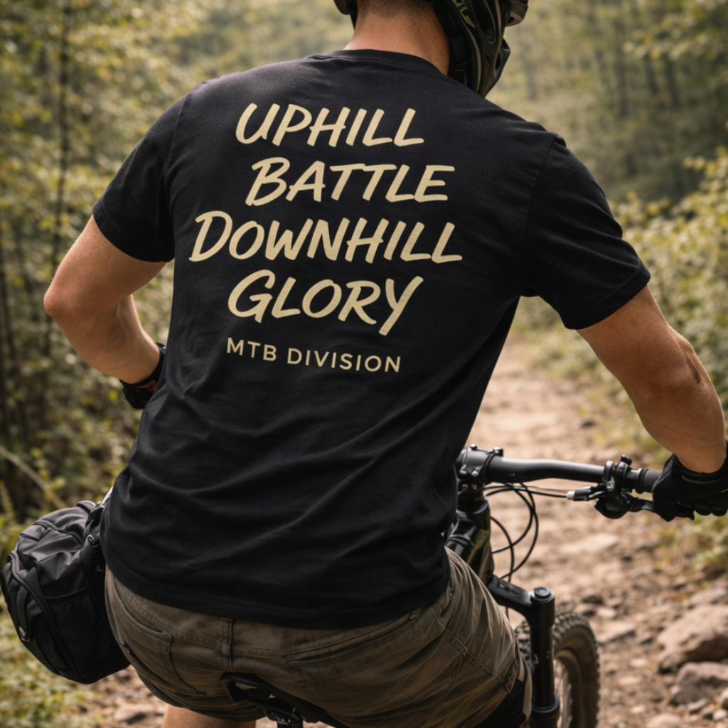 pine ops outdoors uphill battle downhill glory mountain biking t shirt